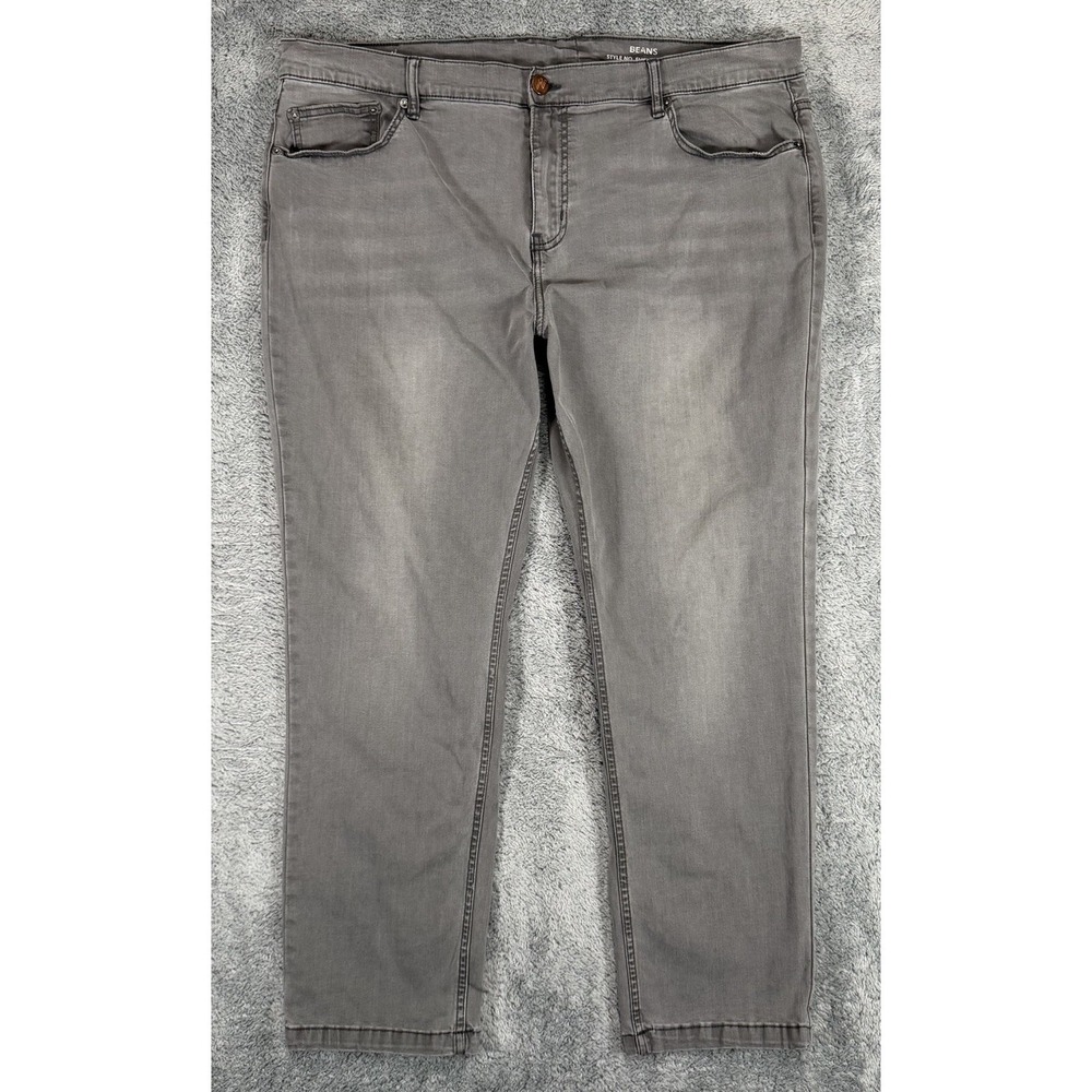 Mugsy Beans Jeans Mens 42x29* Gray Denim Stretch Straight Leg Whiskers Fade
